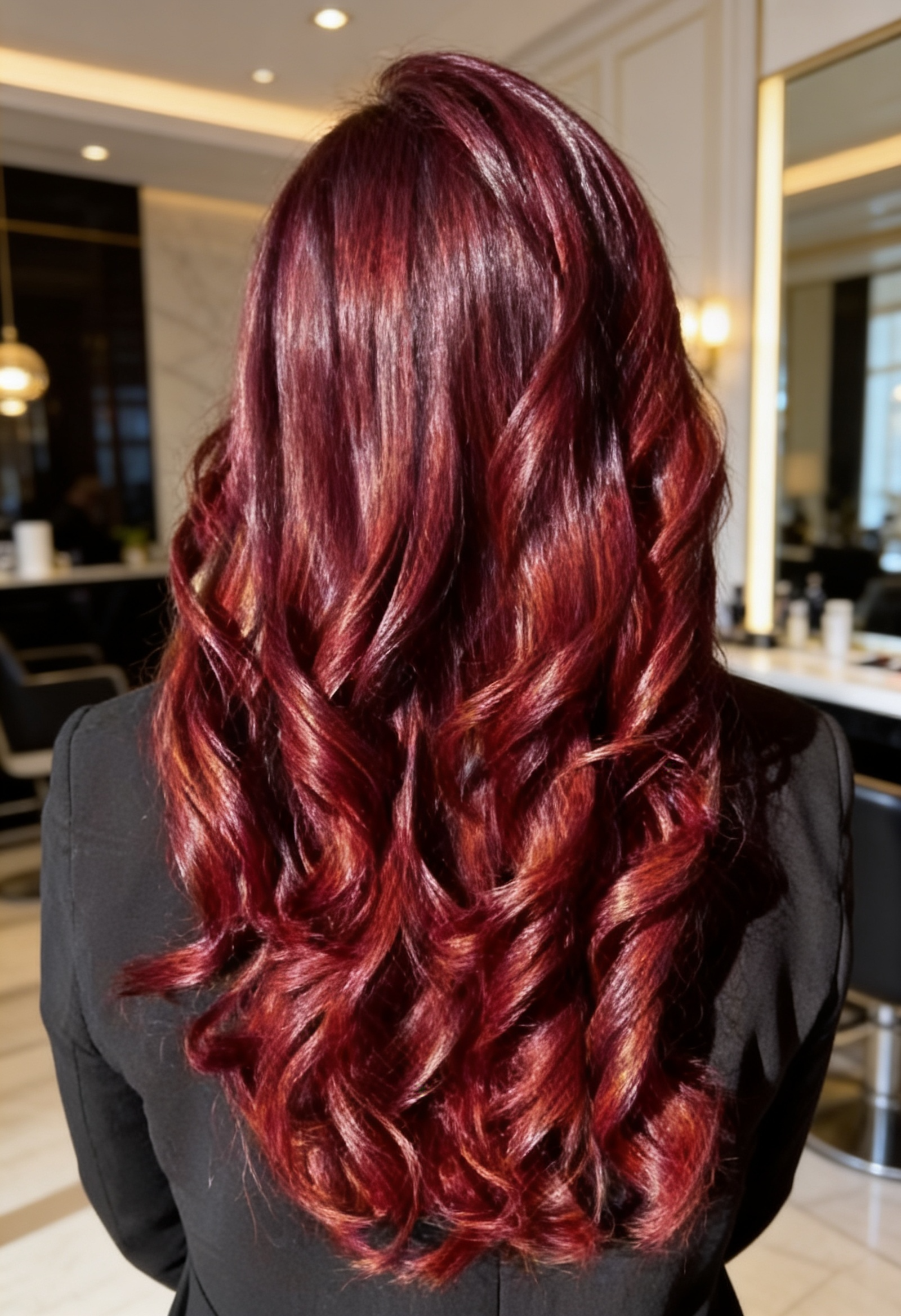 Résultat coloration végétale rouge sur cheveux longs