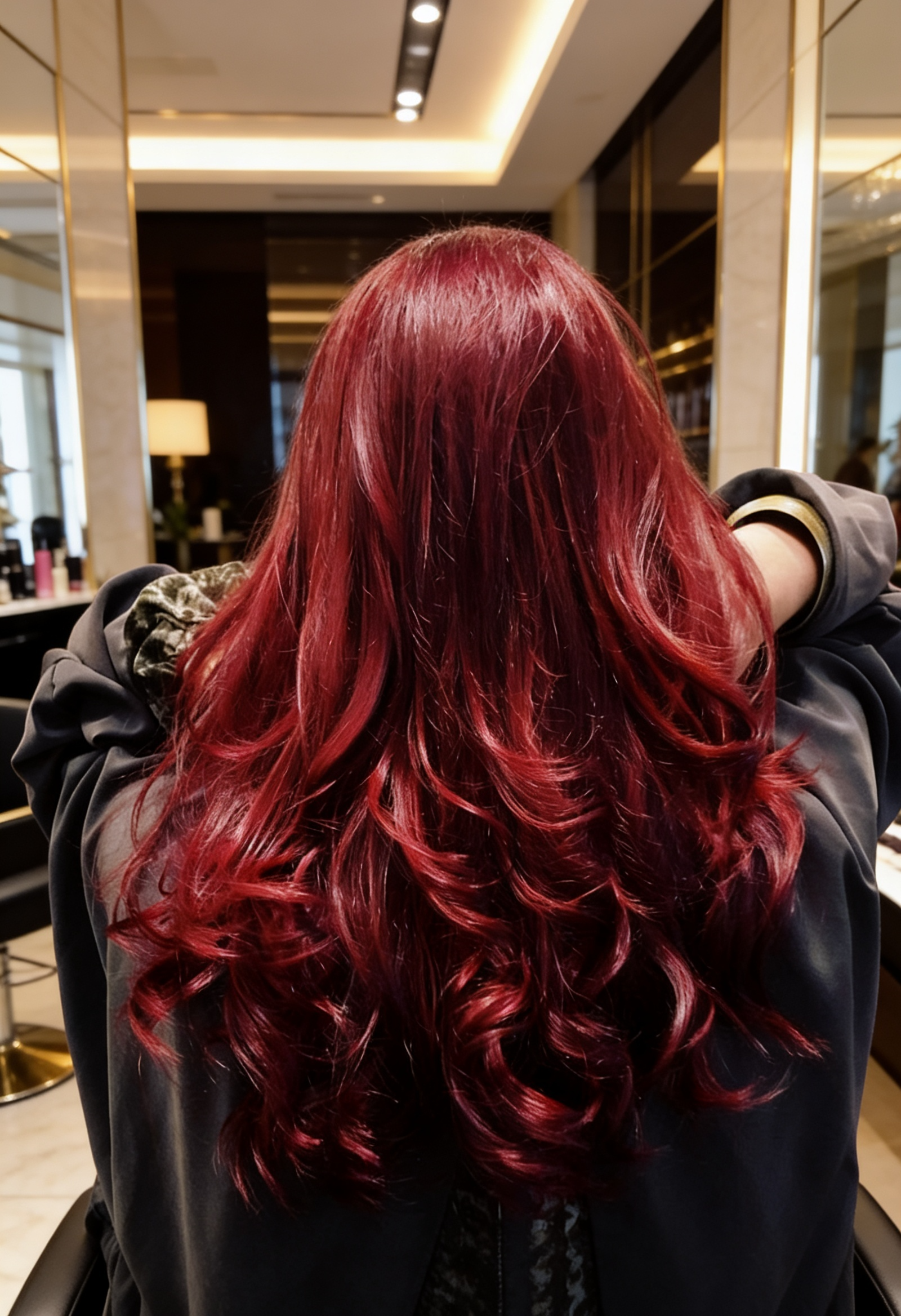 Résultat rouge intense en salon professionnel